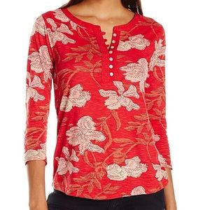 Lucky Brand - Floral Print 3/4 Sleeve Henley